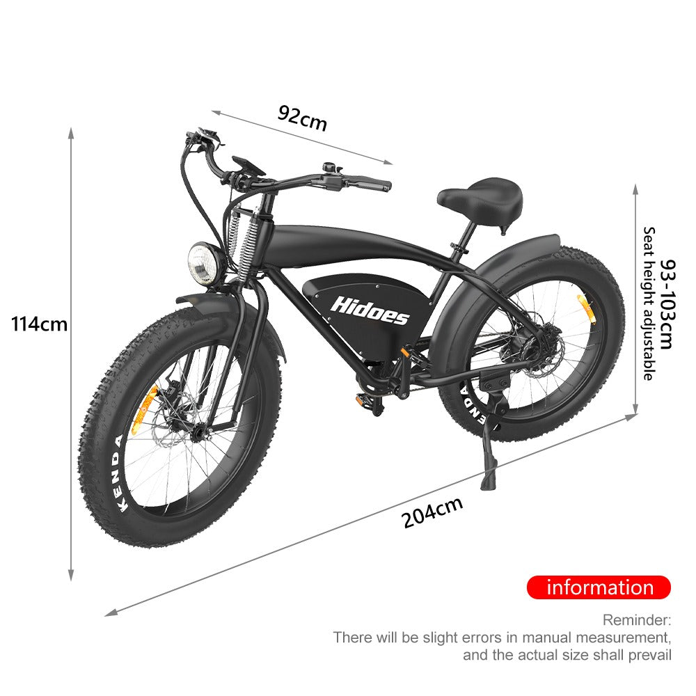 Hidoes® B3 -1200W Retro Vintage Fat Tyre Electric Bike-Electric Scooters London