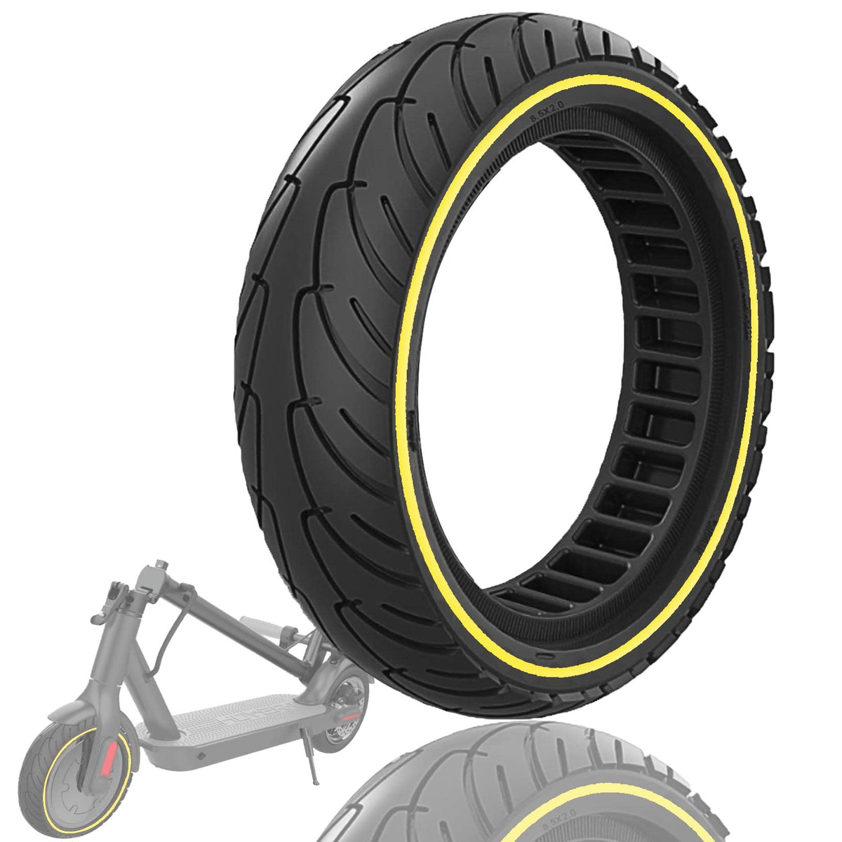 Yellow 8.5 x 2.0 honeycomb solid tyre for Xiaomi M365