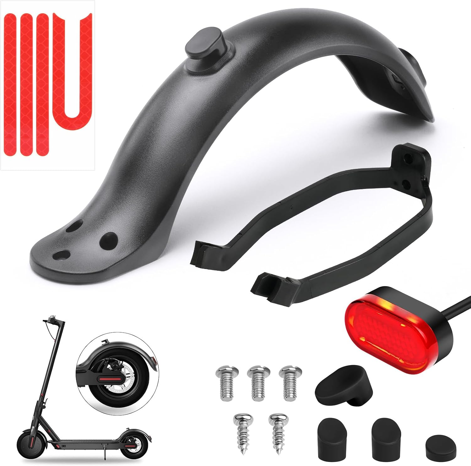 Grey Xiaomi M365 rear mudguard kit with LED light
