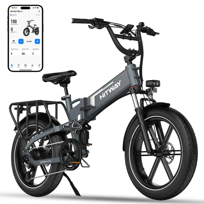 HITWAY BK10S PRO Folding Electric Bike – 48 V 15Ah, 250W Motor, 20″×4″ Fat Tyres