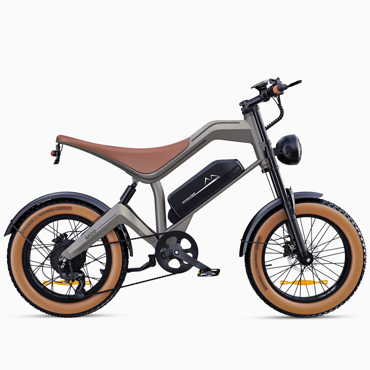 DYU M20 Brown fat-tyre electric bike right-side profile