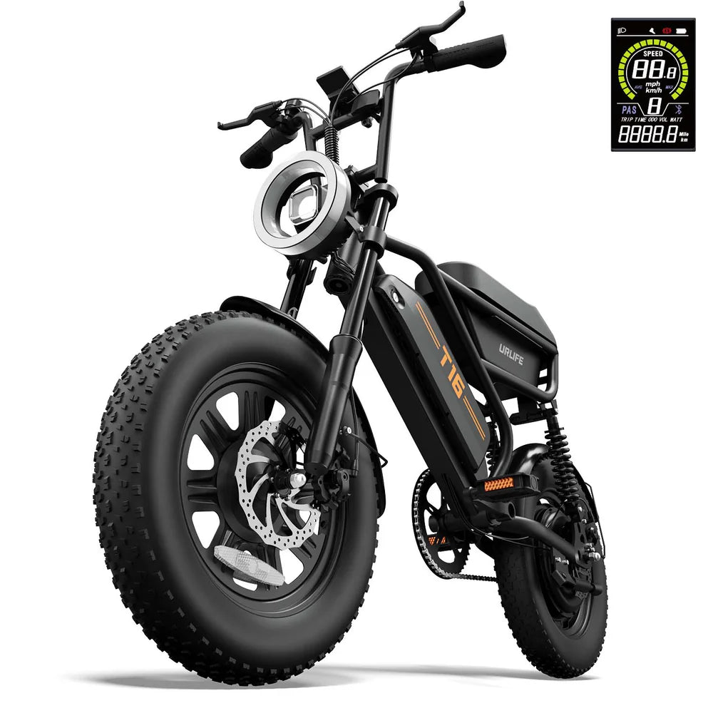 URLIFE T16 500W Fat Tyre Electric Bike – Compact Design-Electric Scooters London