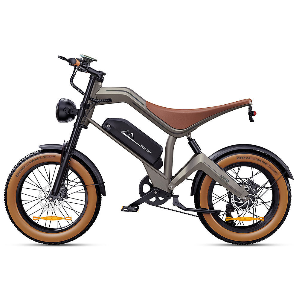 DYU M20 Brown electric bike left-side profile