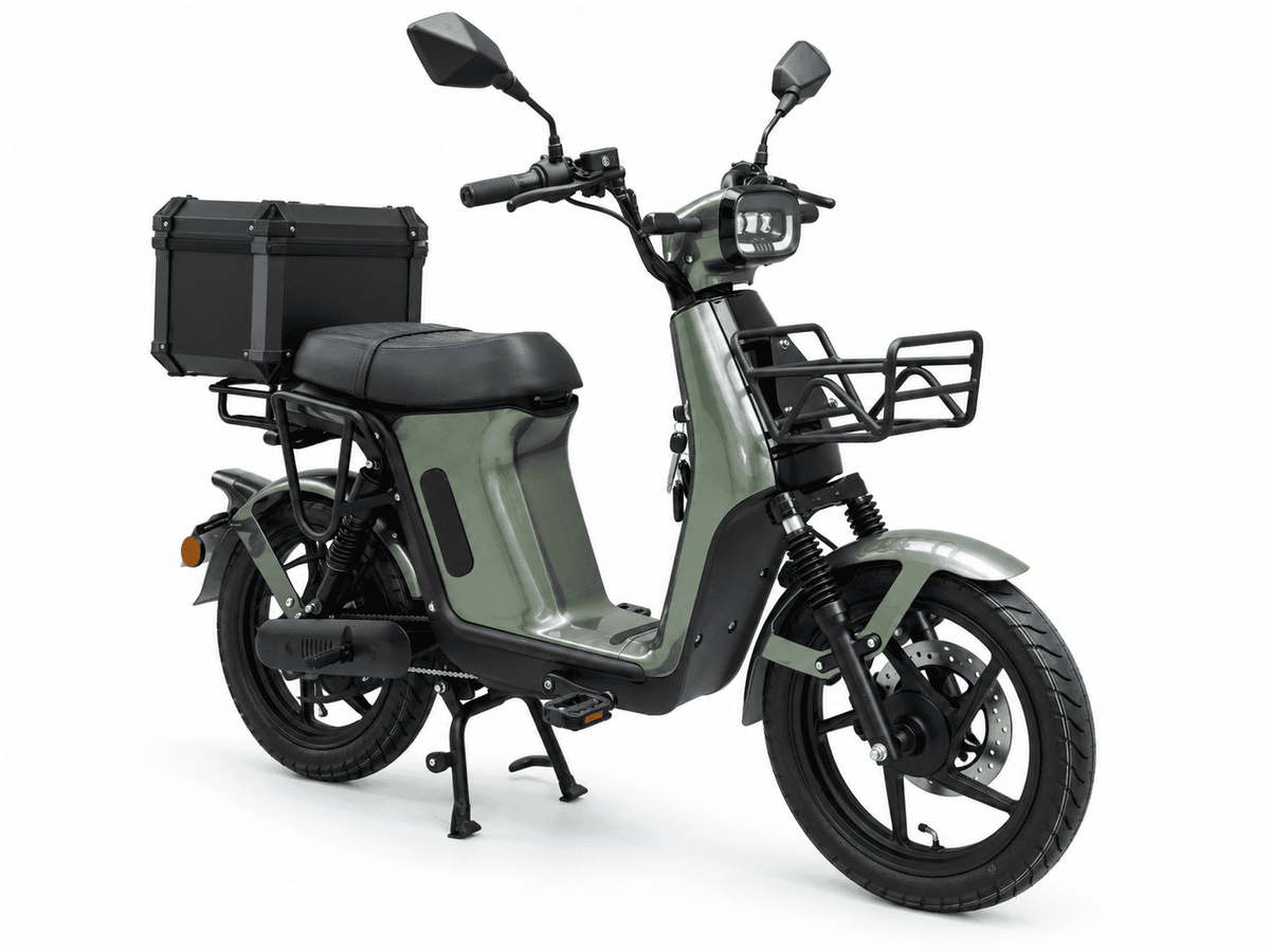 EPED Swift Metallic Camo Green single-seater electric bike, front view