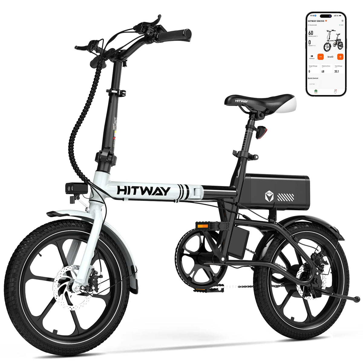 HITWAY BK35S Folding Electric Bike – 250W Motor, 36V 9Ah Battery, 16-Inch Wheels-Electric Scooters London