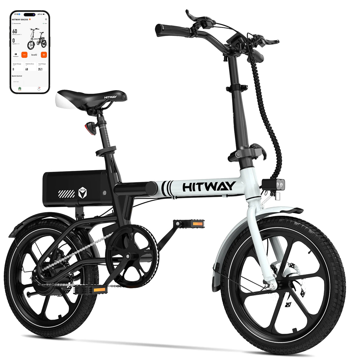 HITWAY BK35S Folding Electric Bike – 250W Motor, 36V 9Ah Battery, 16-Inch Wheels-Electric Scooters London