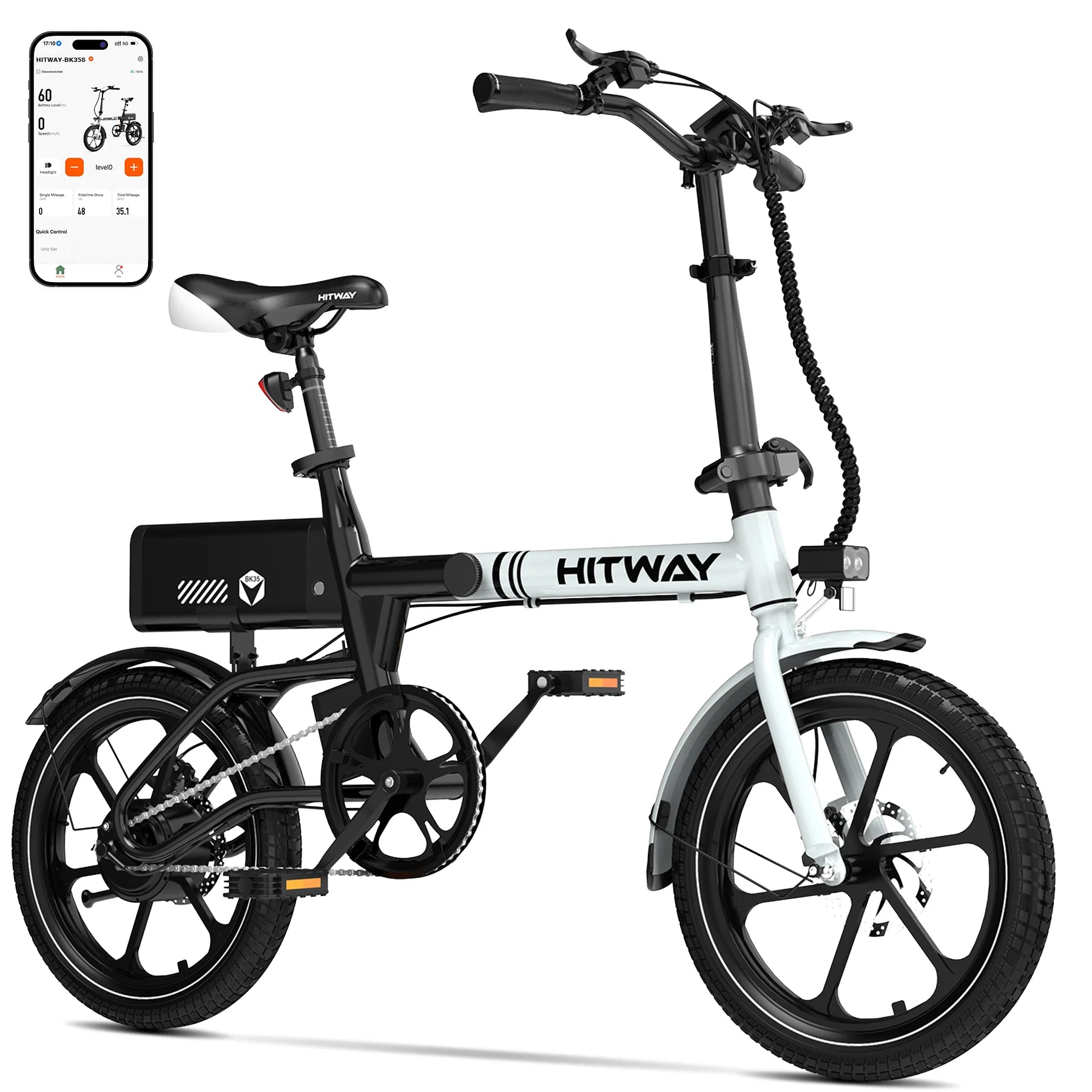HITWAY BK35S Folding Electric Bike – 250W Motor, 36V 9Ah Battery, 16-Inch Wheels-Electric Scooters London