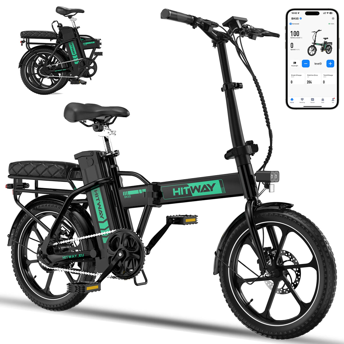 HITWAY BK5SL Folding Electric Bike – 250 W, 36 V Battery, 16″ Wheels-Electric Scooters London