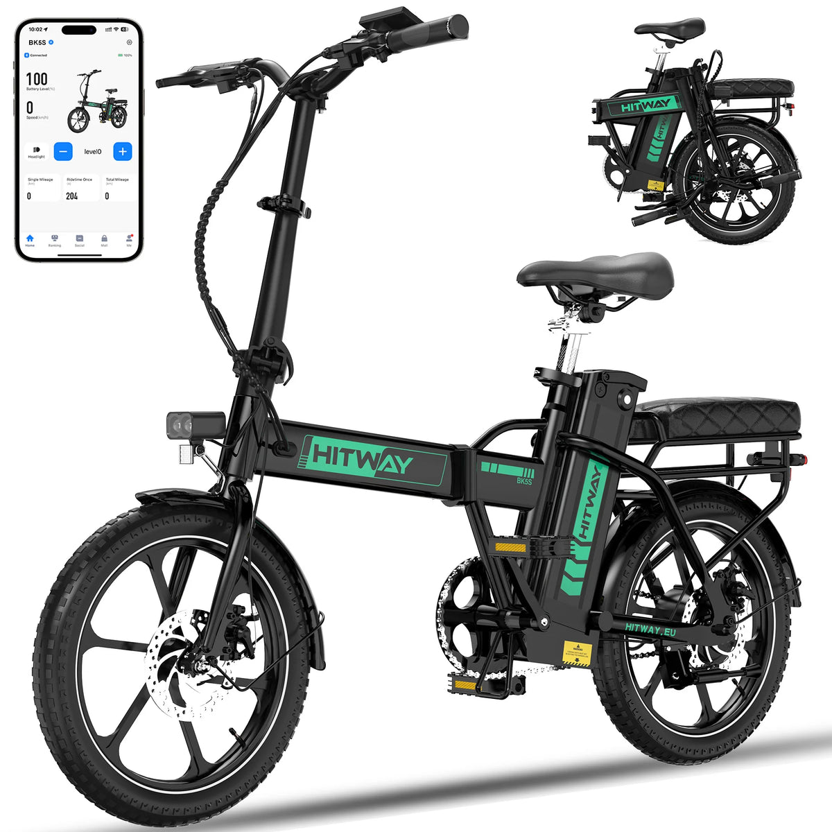 HITWAY BK5SL Folding Electric Bike – 250 W, 36 V Battery, 16″ Wheels-Electric Scooters London