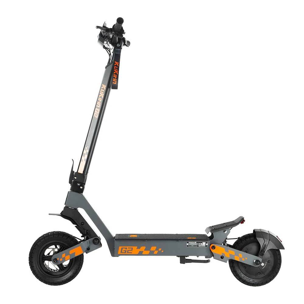 KuKirin G2 electric scooter side profile with folding stem and rear footrest
