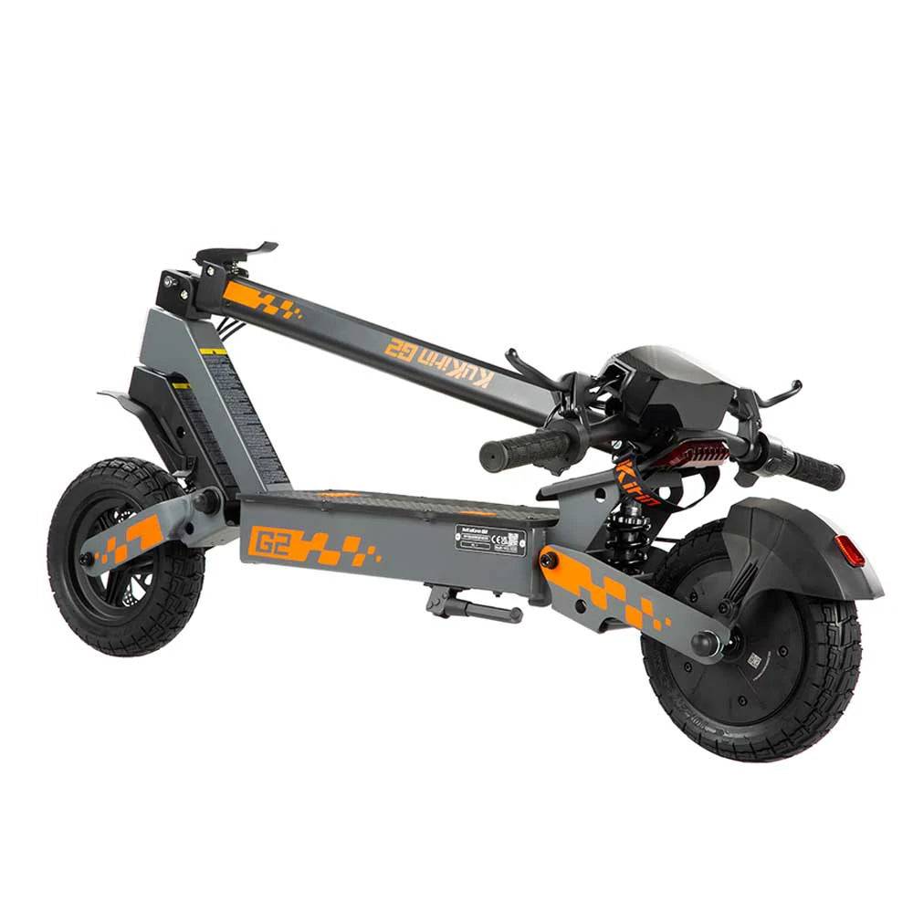 KuKirin G2 electric scooter folded for storage, side view