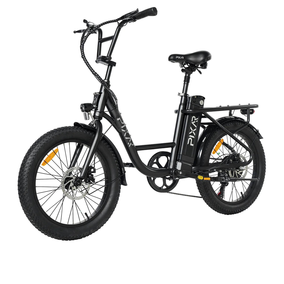 PIXAR Fun1 electric bike in Black – opposite front three-quarter view