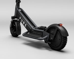 Pure Escape Pro+ Suspension electric scooter – rear wheel and foot platform detail