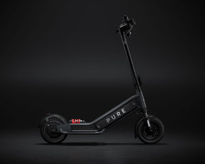 Pure Escape Ultra Max Suspension electric scooter – side profile with red rear suspension