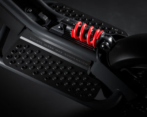 Pure Escape Ultra Max Suspension electric scooter – red rear shock and textured foot platforms