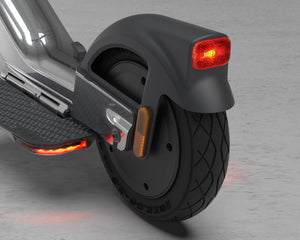 Pure x McLaren Chrome electric scooter – rear light and footpad indicator close-up