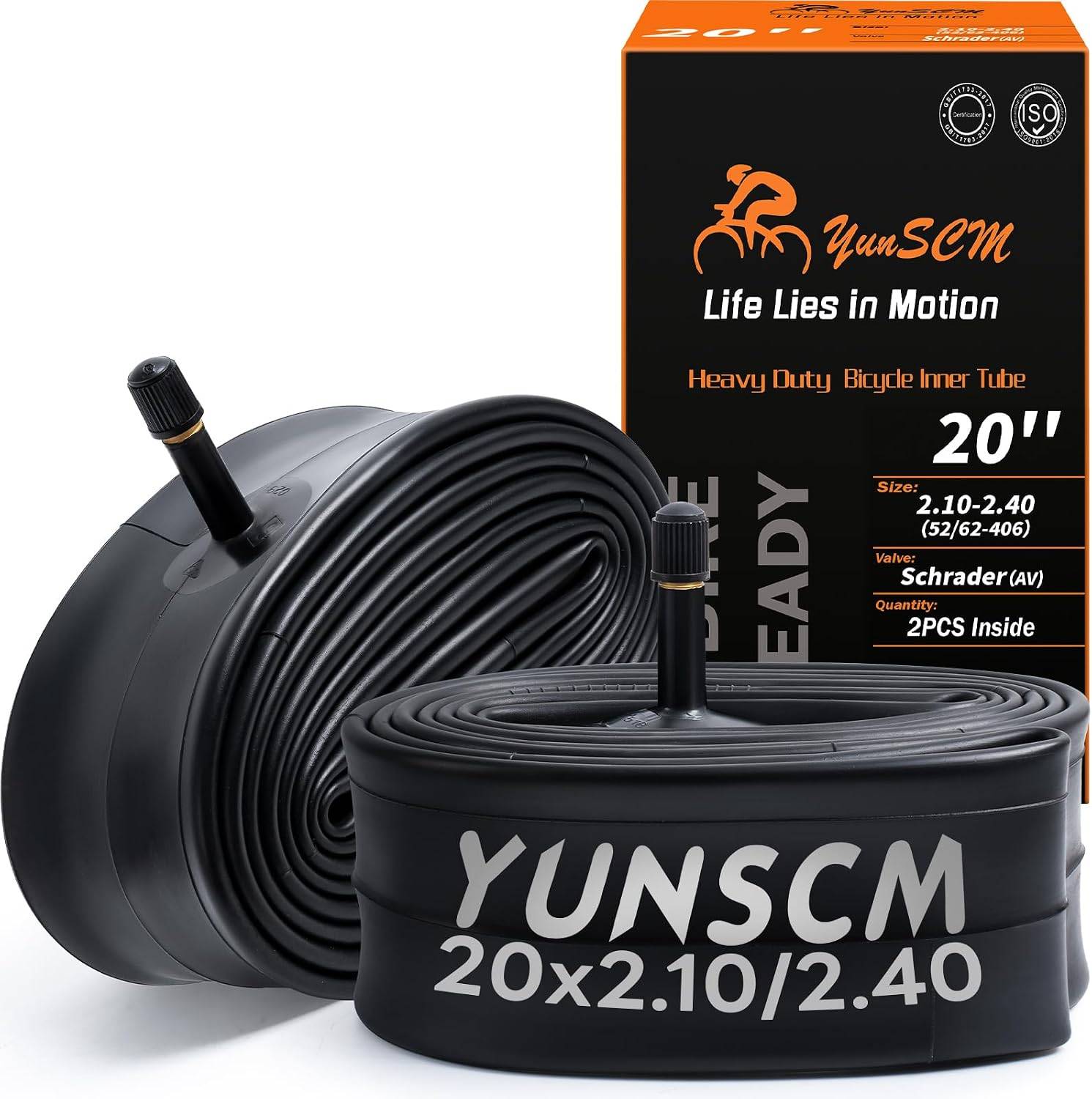 YunSCM 20 × 2.10–2.40 Inner Tubes - Schrader 32 mm, Pair-Electric Scooters London