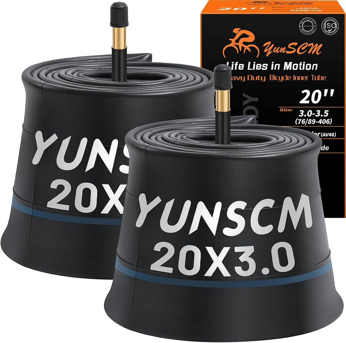 YunSCM 20 × 3.00–3.50 Fat Bike Inner Tubes - Schrader 48 mm, Pair-Electric Scooters London