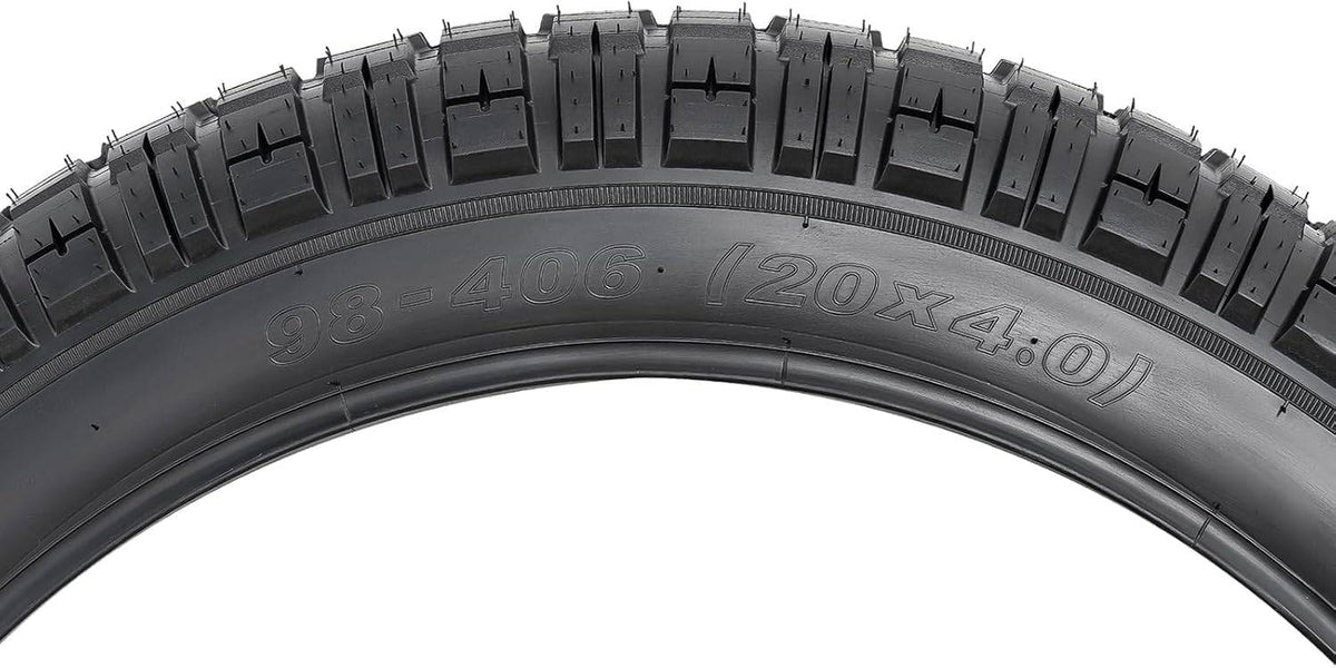 YunSCM tyre sidewall marked 98-406 and 20 x 4.0
