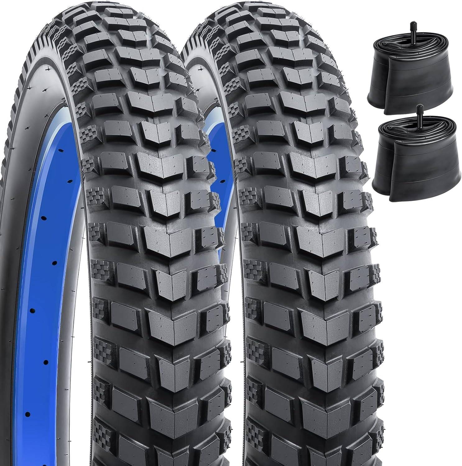 YunSCM 24 x 3.0 Fat Bike Tyres & AV32 Tubes, Pair-Electric Scooters London