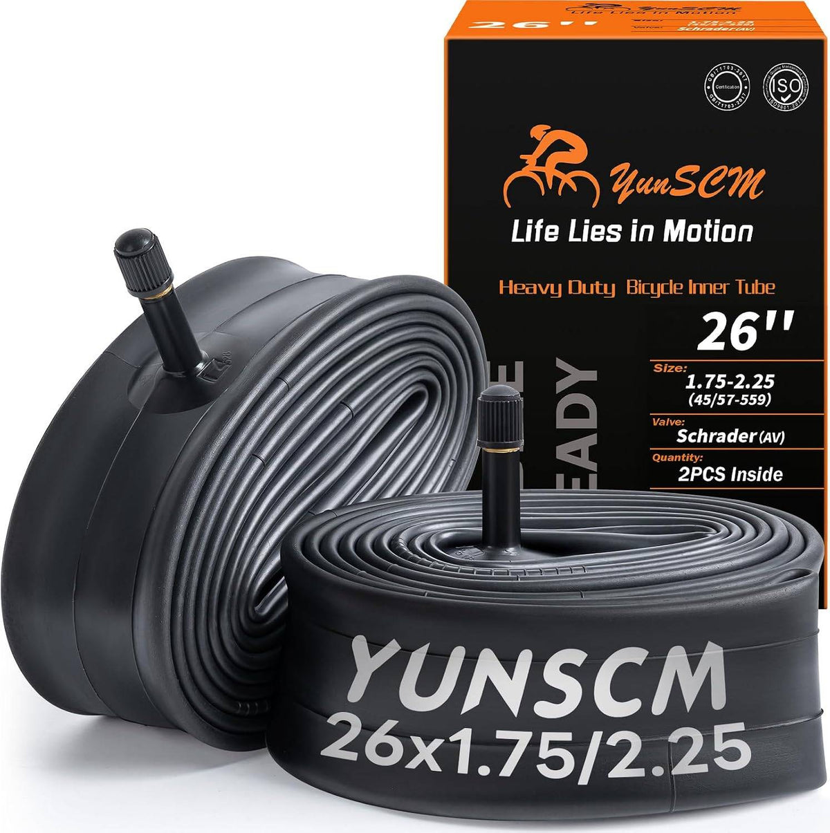 YunSCM 26 × 1.75–2.25 Inner Tubes – Schrader 32mm, Pair