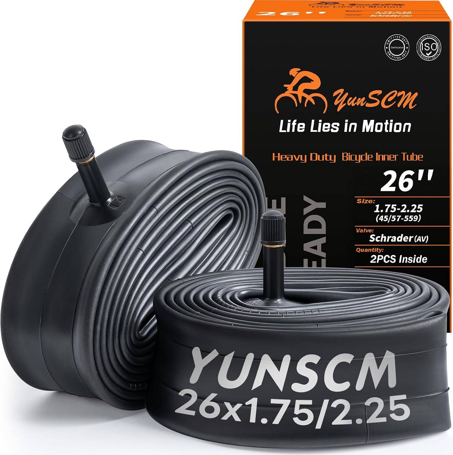 YunSCM 26 × 1.75–2.25 Inner Tubes – Schrader 32mm, Pair-Electric Scooters London