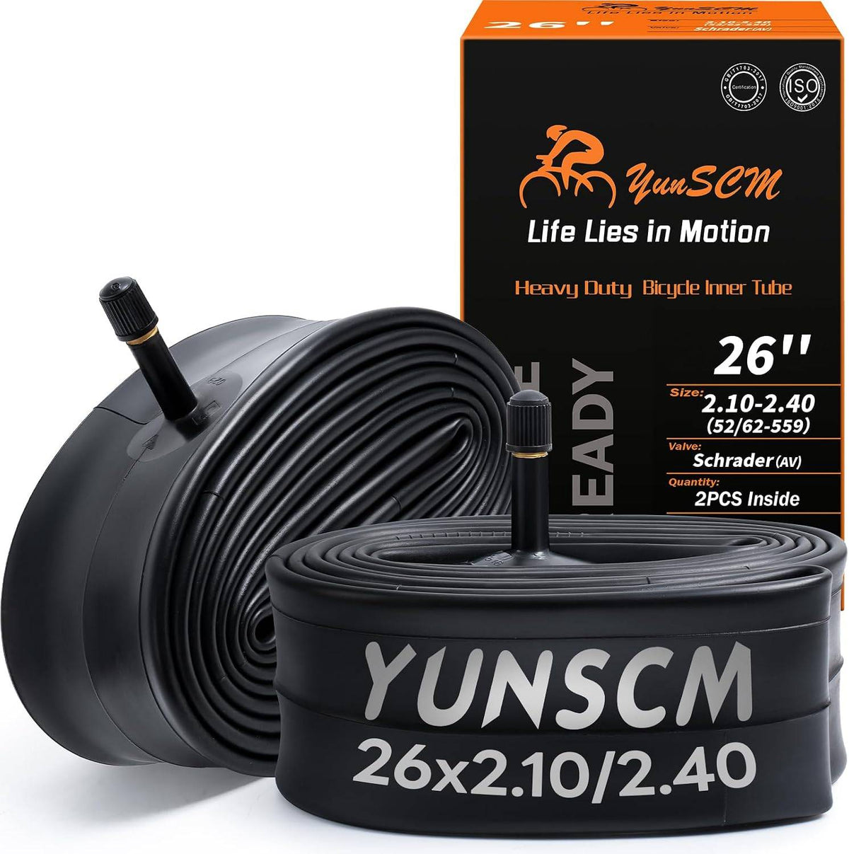 YunSCM 26 × 2.10–2.40 Inner Tubes - Schrader 32 mm, Pair