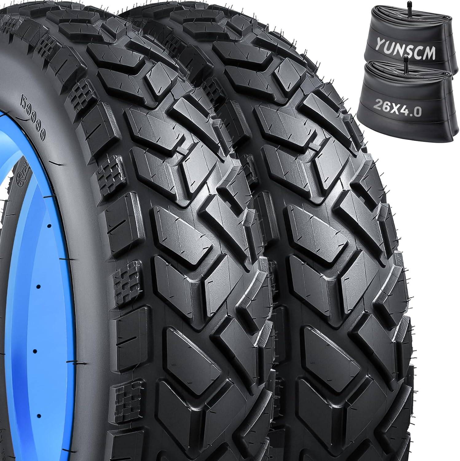 YunSCM 26 x 4.0 Fat Bike Tyres & AV32 Tubes, Pair-Electric Scooters London