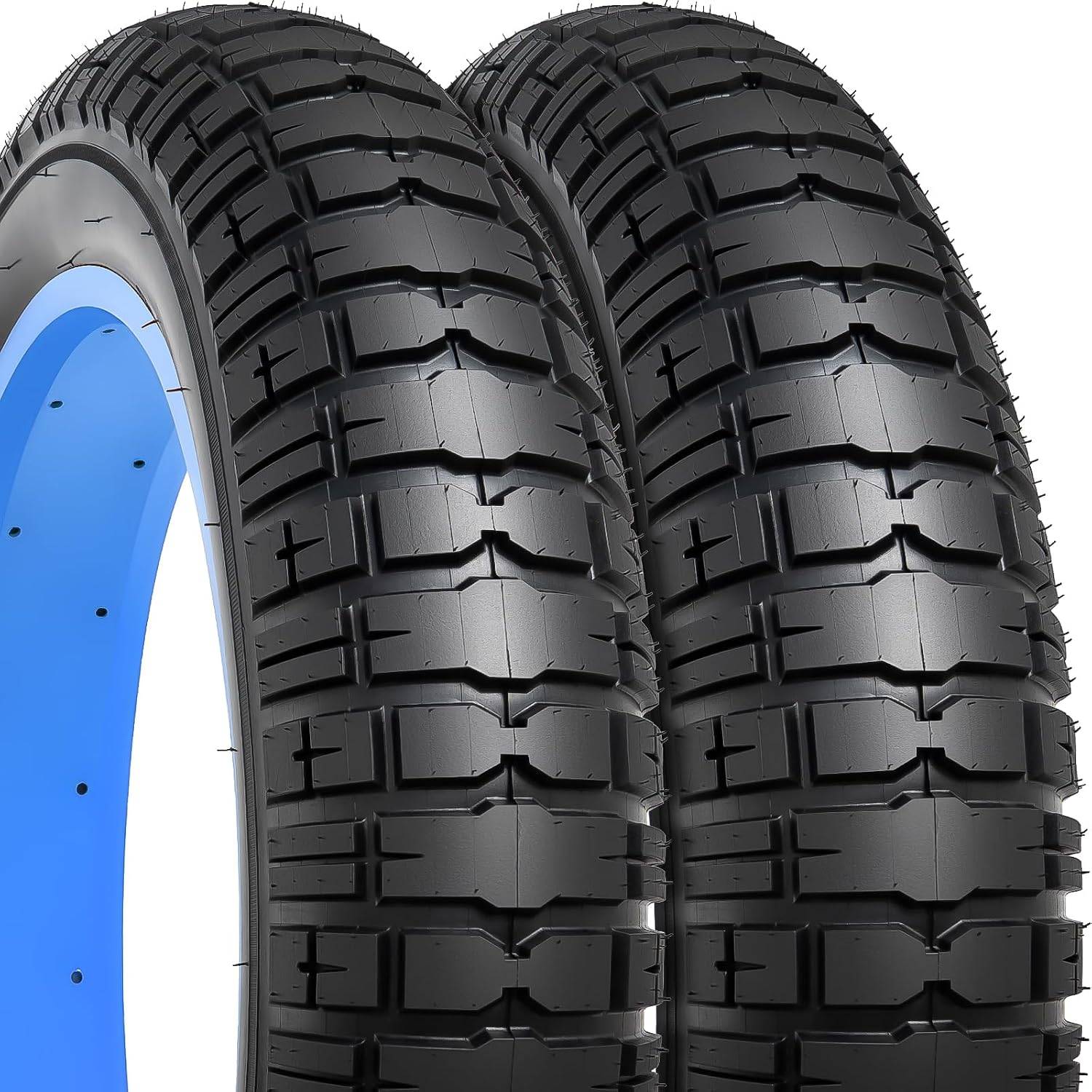 Pair of YunSCM 26 x 4.0 heavy duty fat bike tyres with block tread
