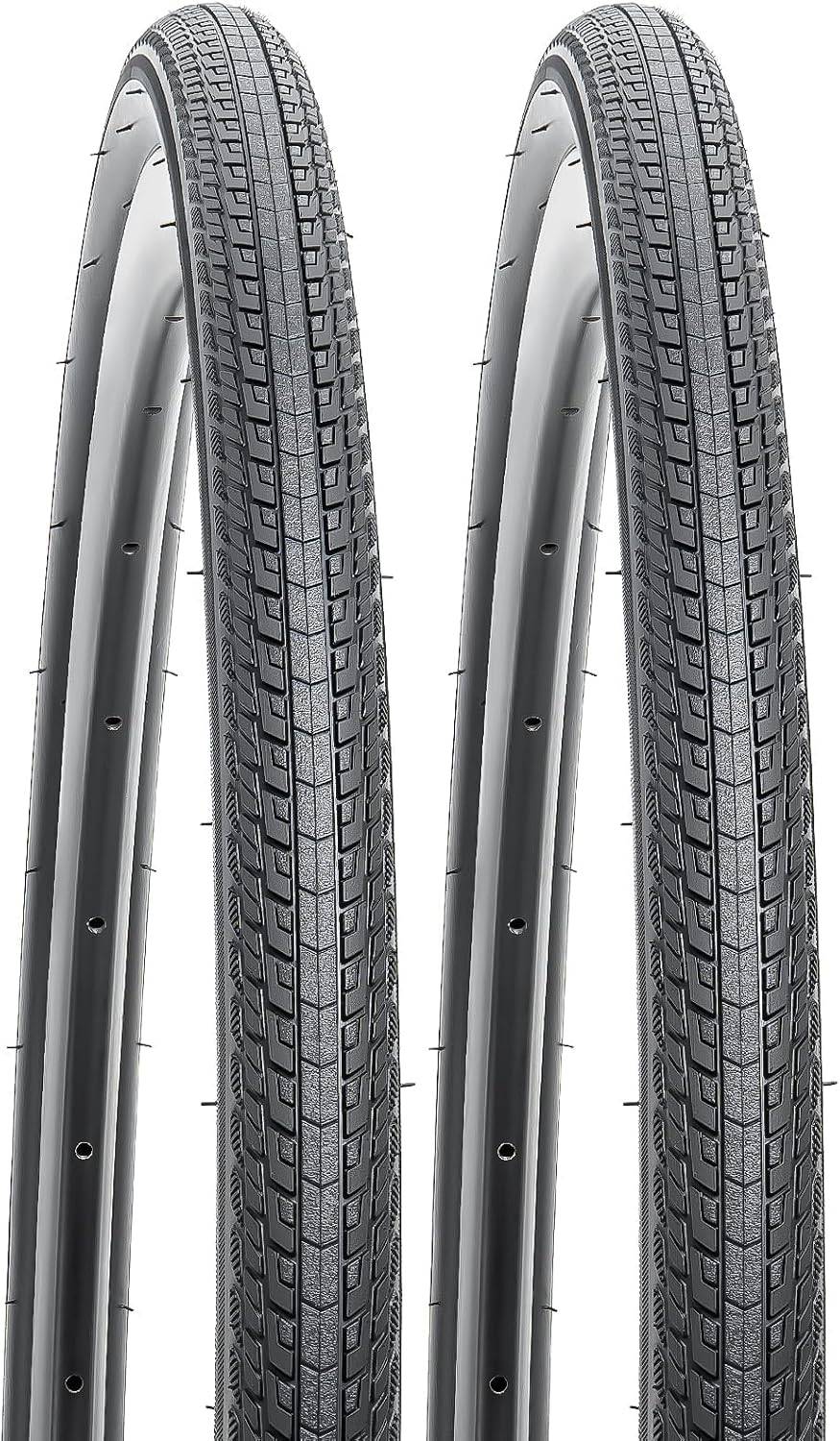 Pair of YunSCM 700 × 35C road bicycle tyres with fine block tread