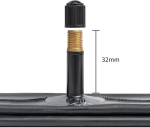 Close-up of the straight 32mm Schrader valve