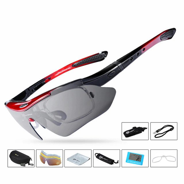 ROCKBROS Milvago Cycling Glasses Black + Red