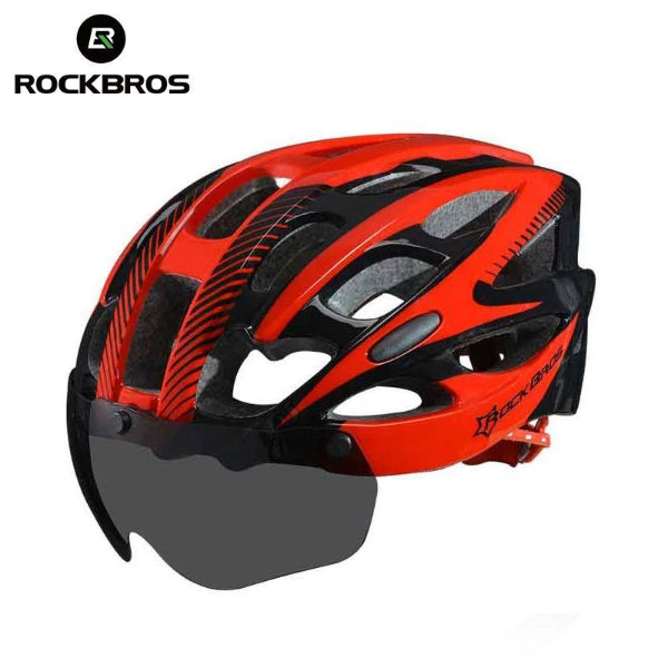 ROCKBROS Bicycle EPS Helmet With Lenses Integrally-molded 28 air vents Cycling Bike Equipment Helmet Casco Ciclismo Free Size-Electric Scooters London