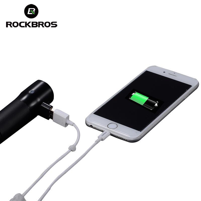 ROCKBROS Bicycle Front Light Power Bank Waterproof USB Rechargeable Bike Light Side Warning Flashlight 700 Lumen 2000mAh 6 Modes-Electric Scooters London