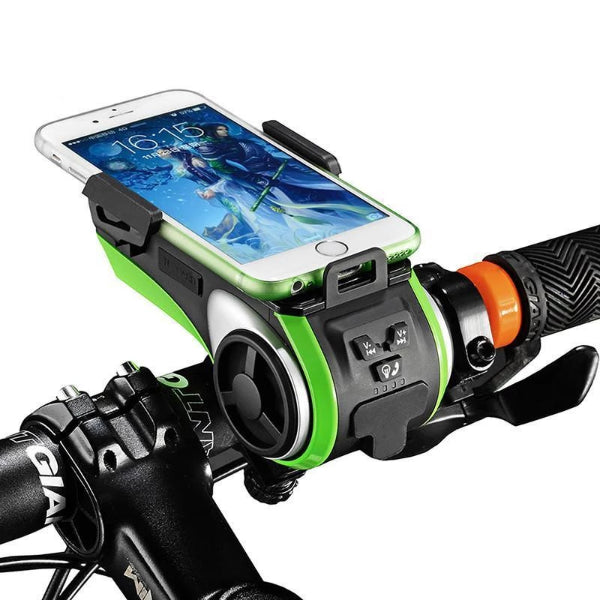 ROCKBROS Multi-Function Bicycle Phone Holder Bike Light Bluetooth Audio Powerbank Integrated USB Charger-Electric Scooters London